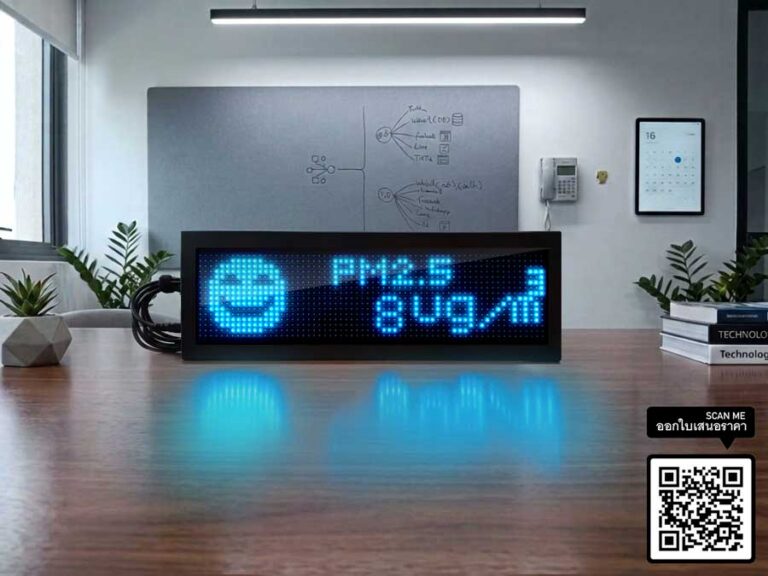 ป้ายวัดค่าฝุ่น pm2.5, pm10, แสดงค่าฝุ่น ดูดตลอดเวลา